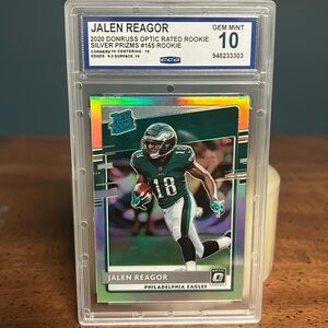 Jalen Reagor 2020 Donruss Optic Silver Prizm Rookie Mint 10